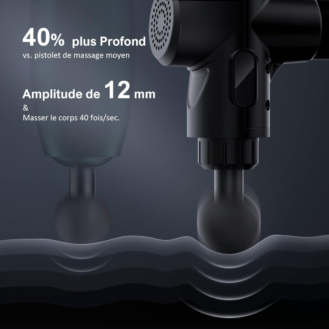 Pistolet de Massage + 6 Têtes Interchangeables