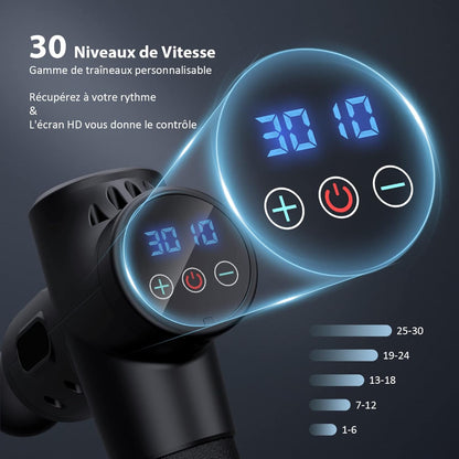 Pistolet de Massage + 6 Têtes Interchangeables